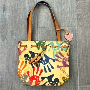 Dooney & Bourke Vintage Colorful Handprint Bag